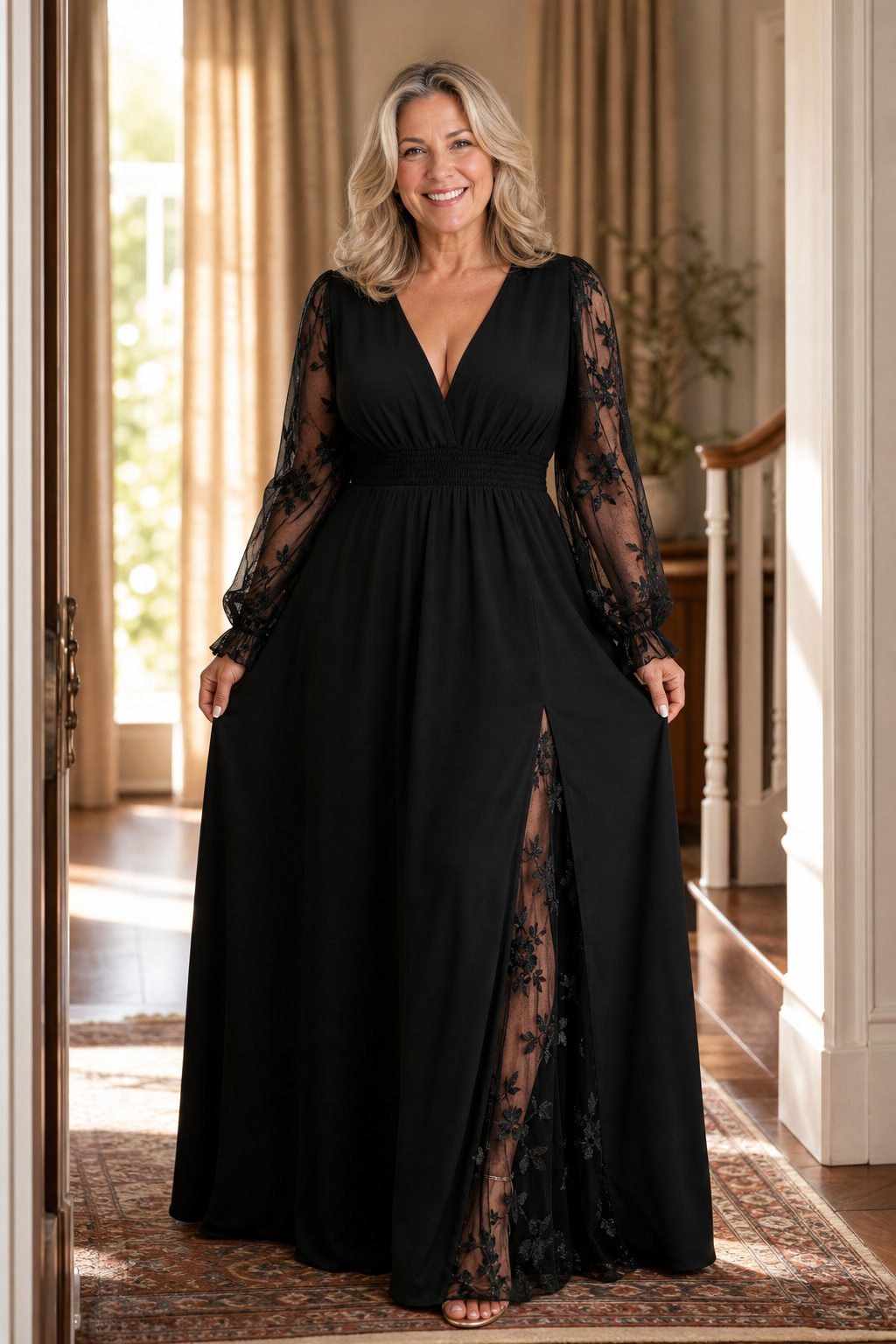 Wearbella – Klänning maxi z koronkowymi ręKaffemi i form av litery A