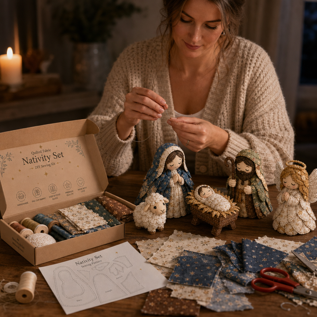 Heirloom &amp; Hollow – Set för szycia szopki z materialu patchworkowego