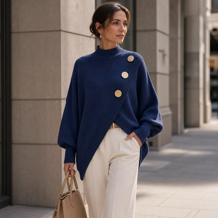 Wearbella – Asymetryczny Tröja z Ärm Latarniowym i Zawijanym Przodem
