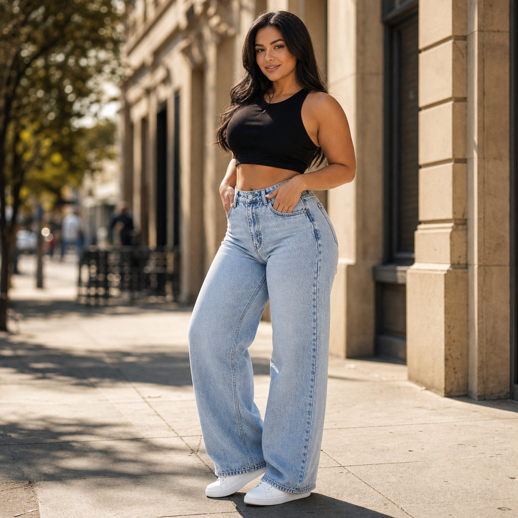 Vela Denim – Jeansy o hög stanie i prostych nogawkach