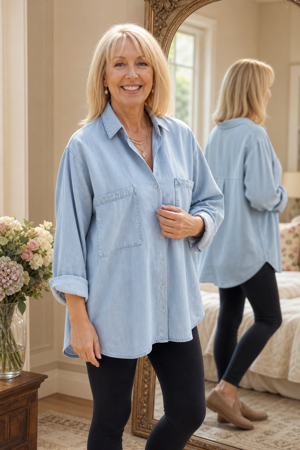 Wearbella – Przesadnie Stor, Mjuk Skjorta z Dżinsu Chambray