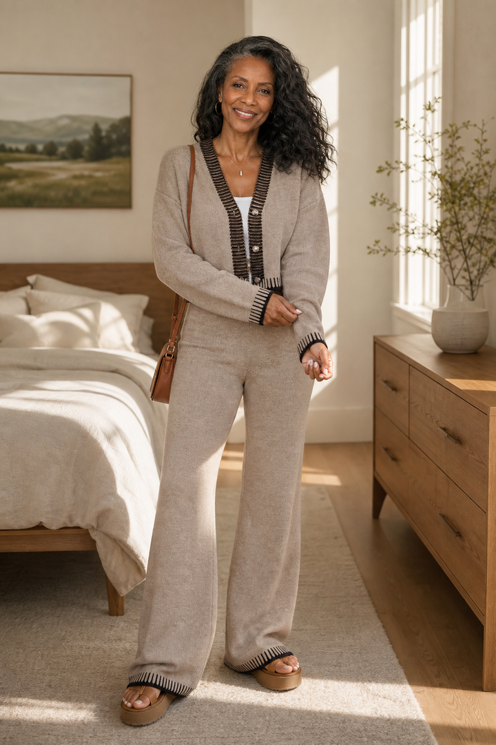 Linewear – Set kardiganu i byxor z kontrastowym finish