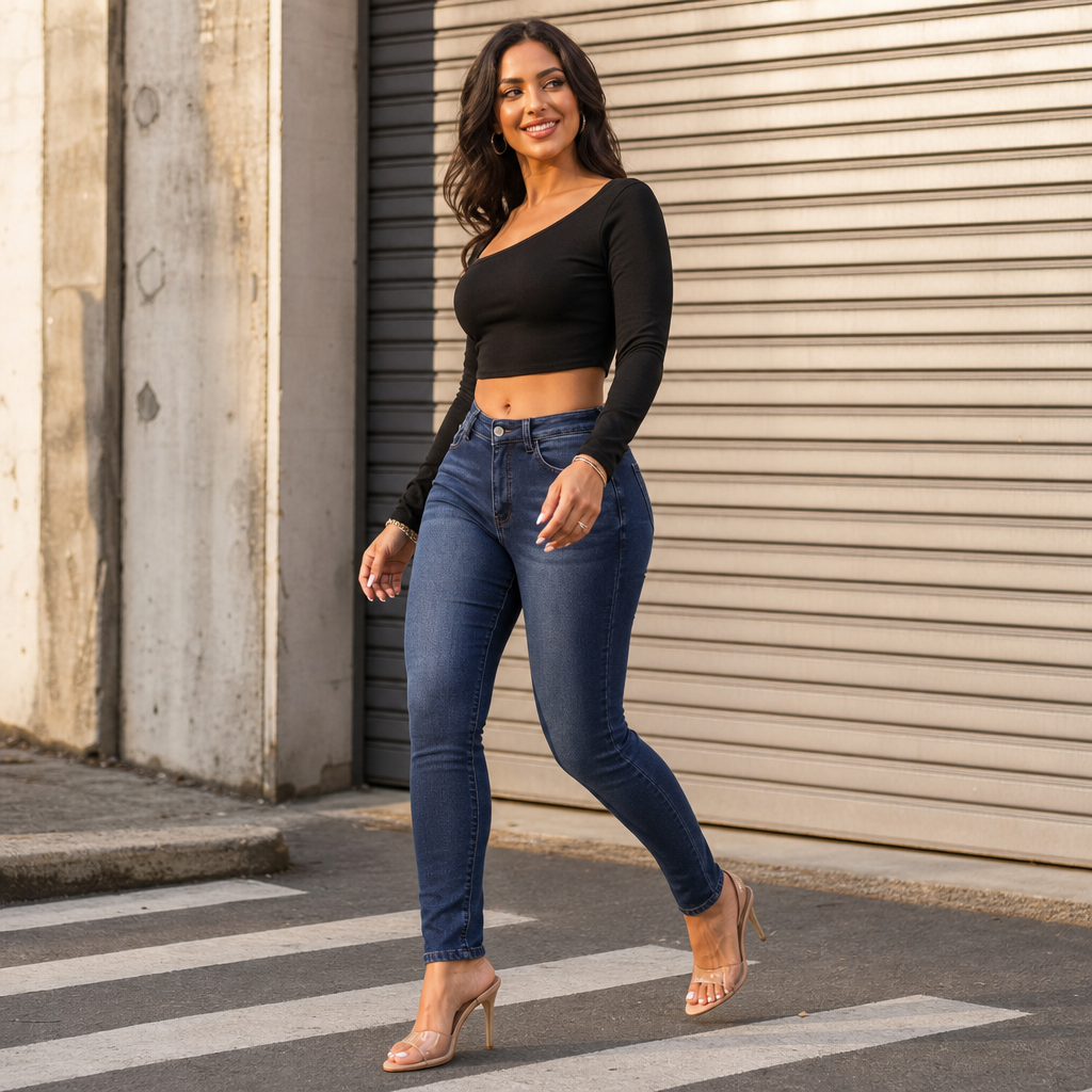 Plushden – Jeans Skinny z Fleecką w Środku