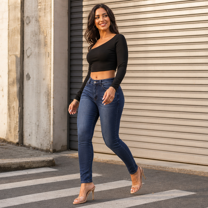 Plushden – Jeans Skinny z Fleecką w Środku