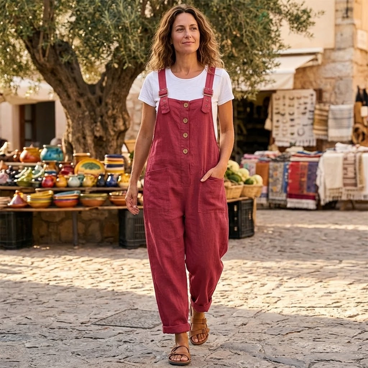 Slowlinen – Luźne ogrodniczki z knappar