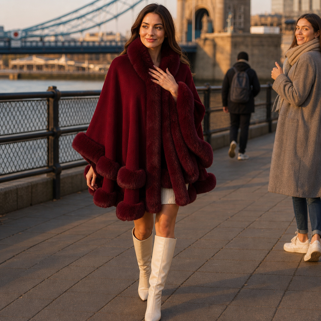 Wearbella – Kaptur z dzianiny z finish z futra