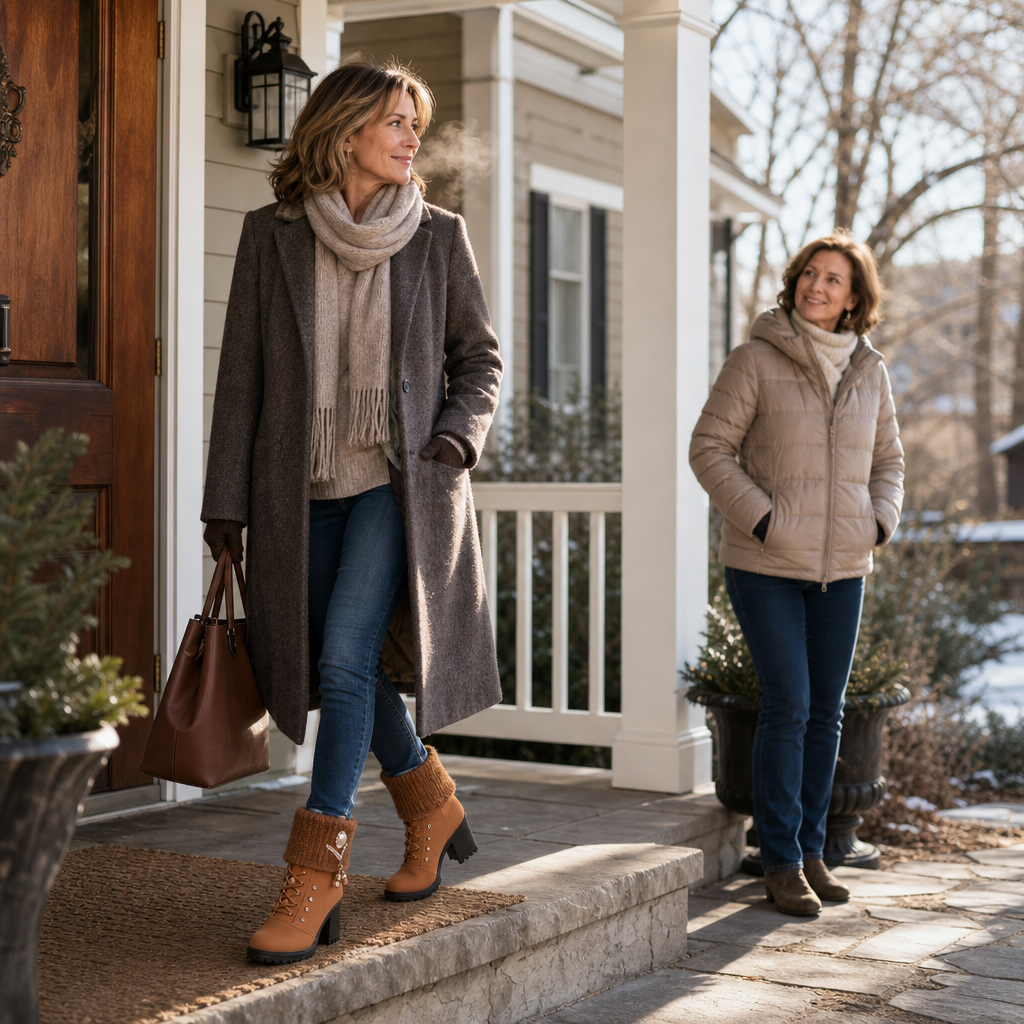 Wearbella – Boots med klack z futrzanym finish i kamieniami