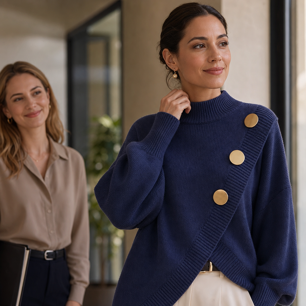 Wearbella – Asymetryczny Tröja z Ärm Latarniowym i Zawijanym Przodem