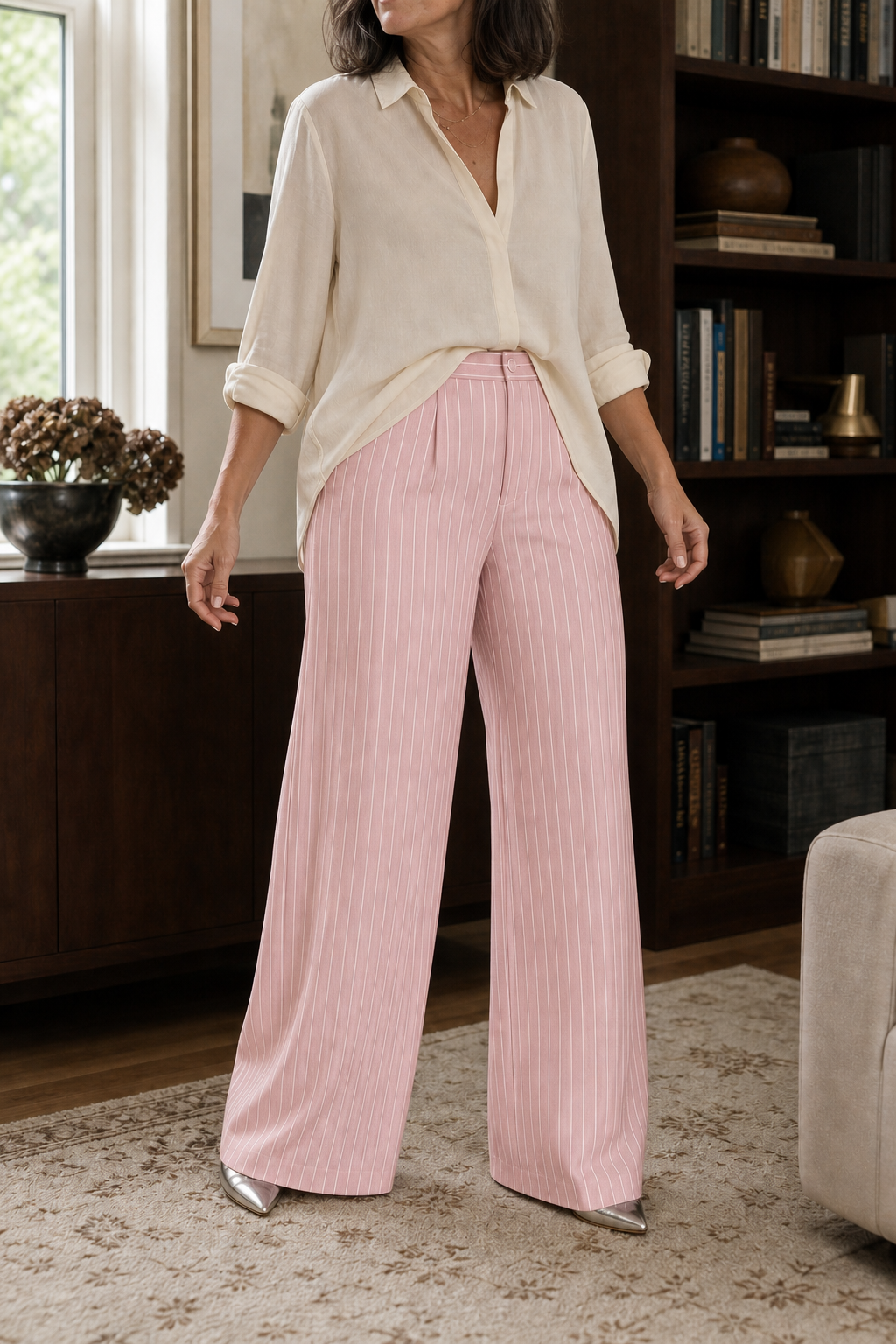 Longline – Byxor w band w stilu high-waist z vida ben