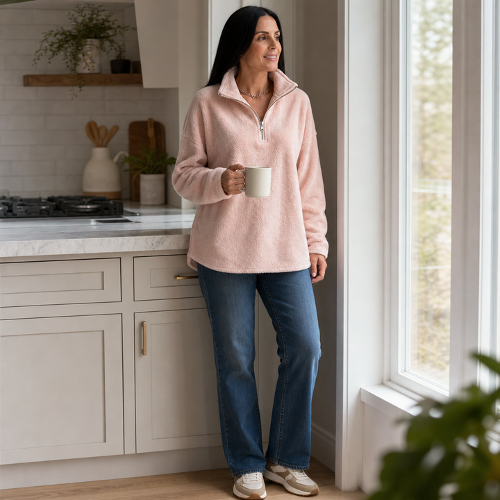 Cozyline – Tröja z obniżonymi ramionami i dragkedja 1/4