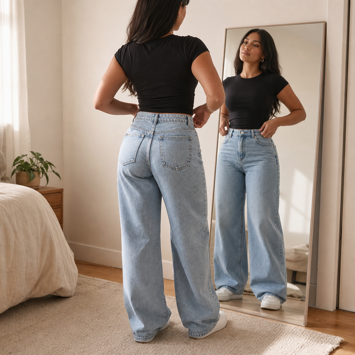 Vela Denim – Jeansy o hög stanie i prostych nogawkach