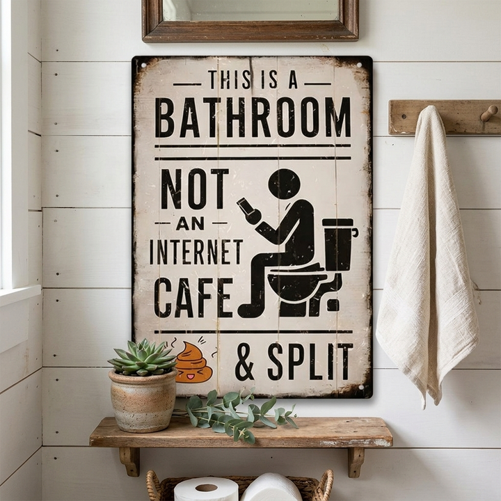 Splitline - Vintage Metall Bathroom Humor Sign