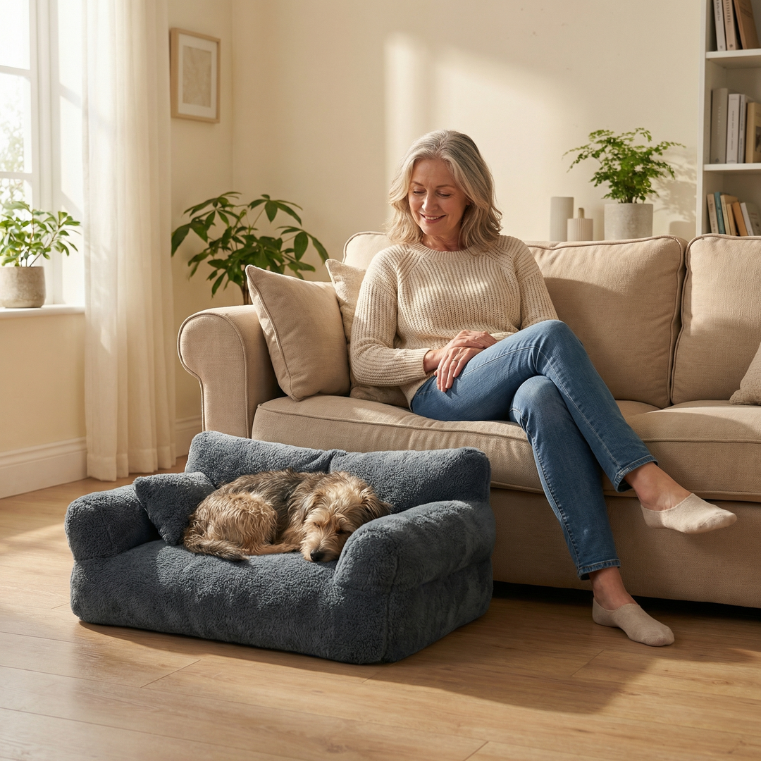 Pawluna – Pluszowa Sofa dla Zwierząt z Praniem w Tvättmaskin