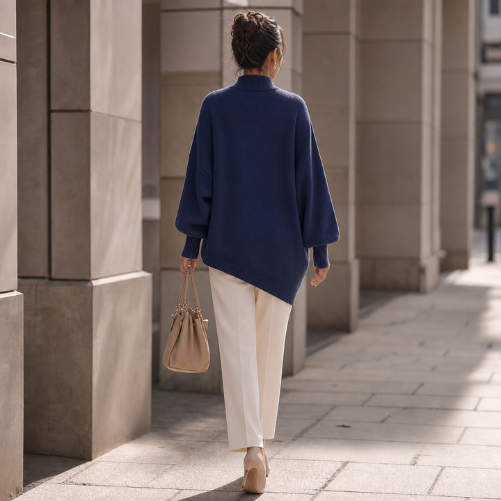 Wearbella – Asymetryczny Tröja z Ärm Latarniowym i Zawijanym Przodem