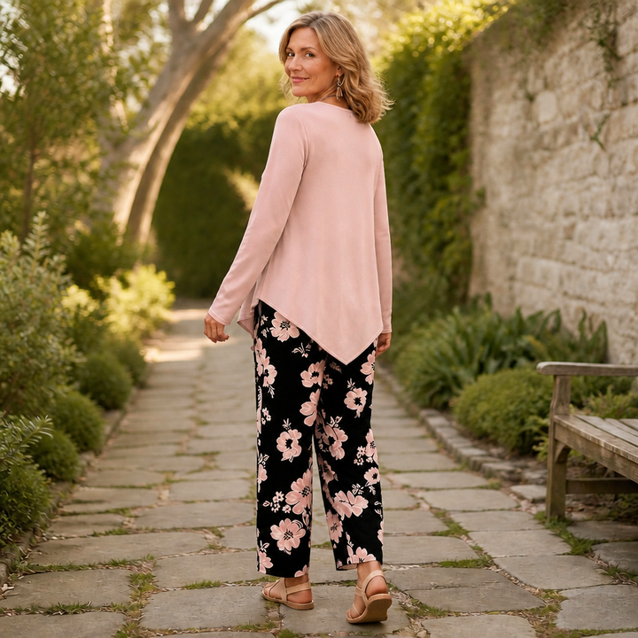 Wearbella – Set z podwójną warstwą: top i kwieciste byxor breda
