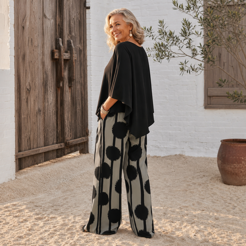 Lunetta – Asymetryczny Poncho Top i Breda Byxor
