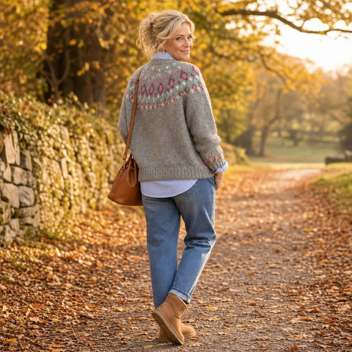 Mayfair Isle – Tröja z okrągłym urringning i wzorem Fair Isle
