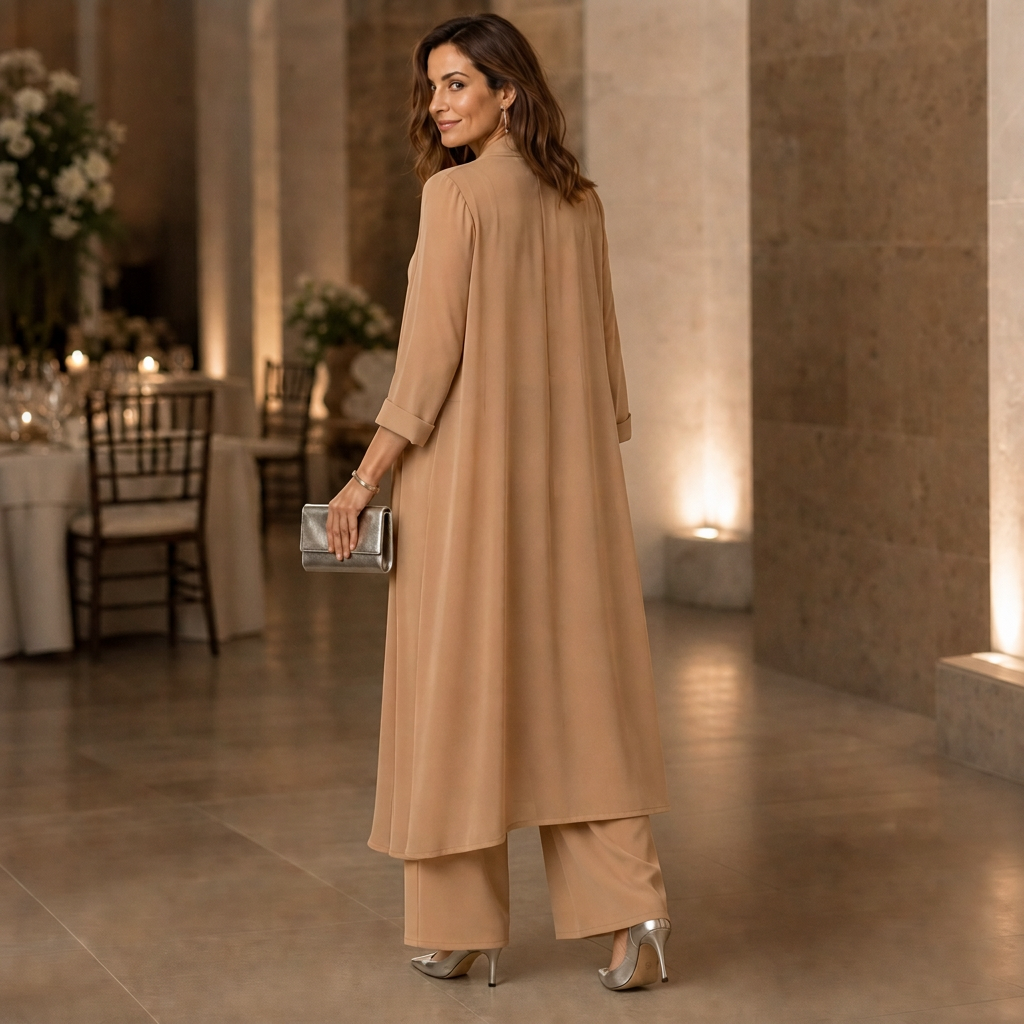Wearbella – Set kardiganu z kołnierzem i spodniami o szerokich nogawkach