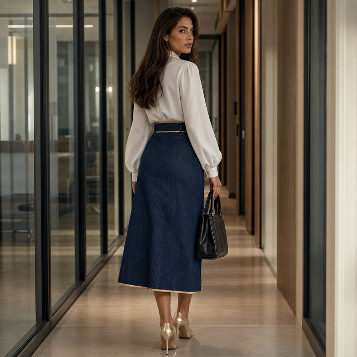 Wearbella – Asymetryczna Kjol Midi w Stilu Dżinsowym