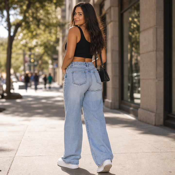 Vela Denim – Jeansy o hög stanie i prostych nogawkach