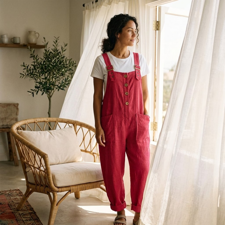 Slowlinen – Luźne ogrodniczki z knappar