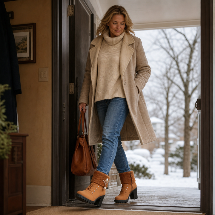Wearbella – Boots med klack z futrzanym finish i kamieniami