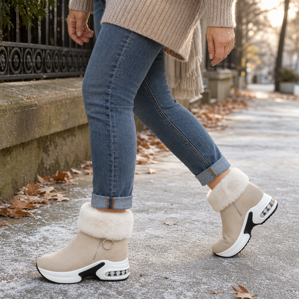Veluna – Pluszowe boots z futrzanym mankietem