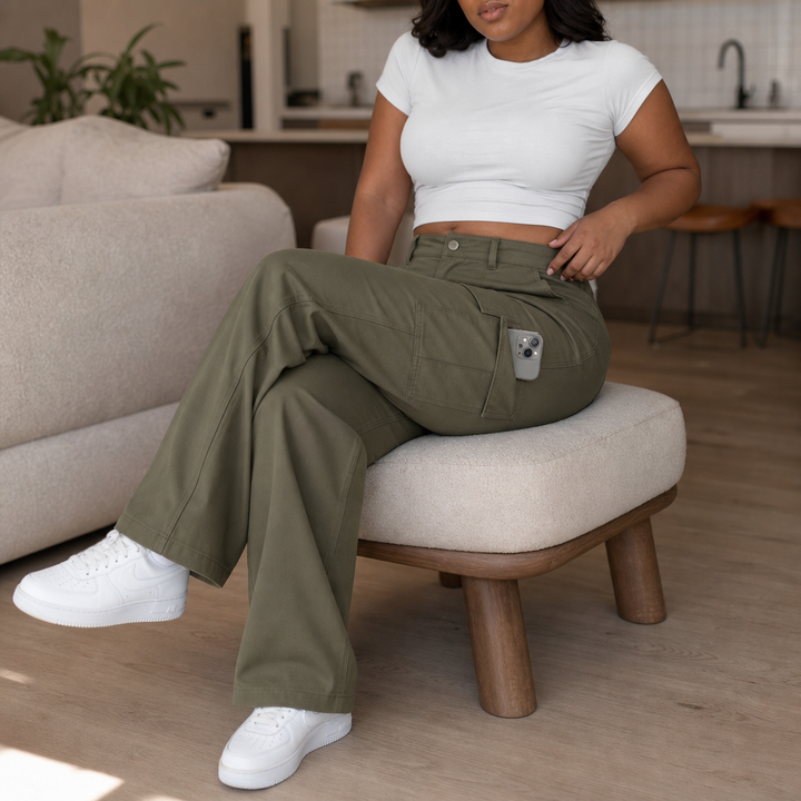 Wearbella – Byxor cargo med hög midja i vida ben