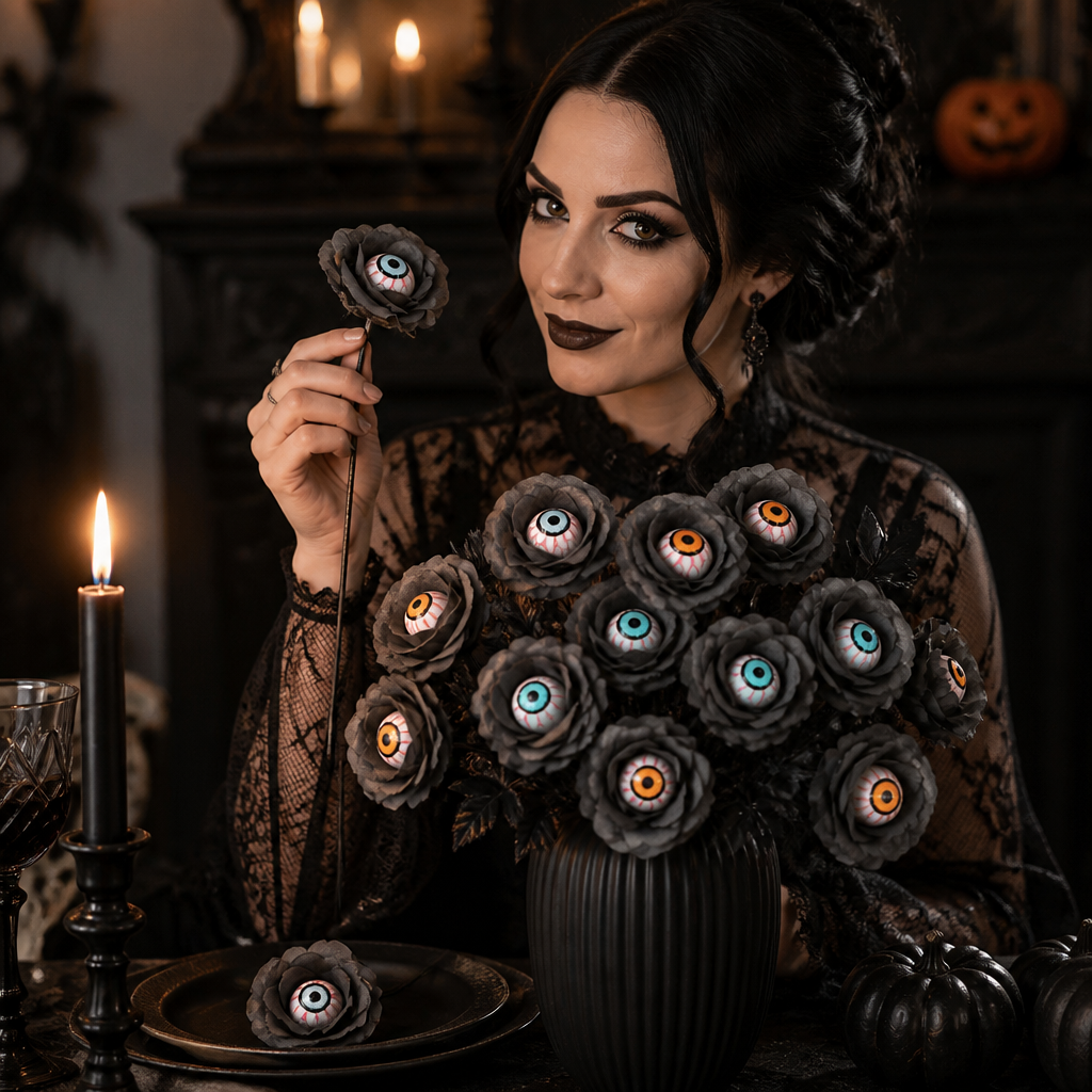Occulis – Sztuczna Róża z Oczkiem på Stanie (2 Łodygi)