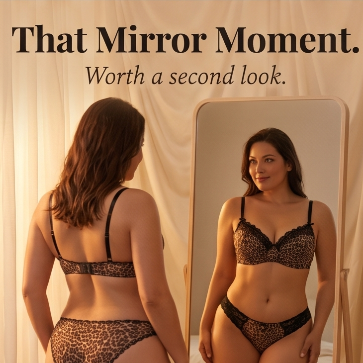 Luxette – Set biustonosza push-up z spets w leopardmönster i majtek