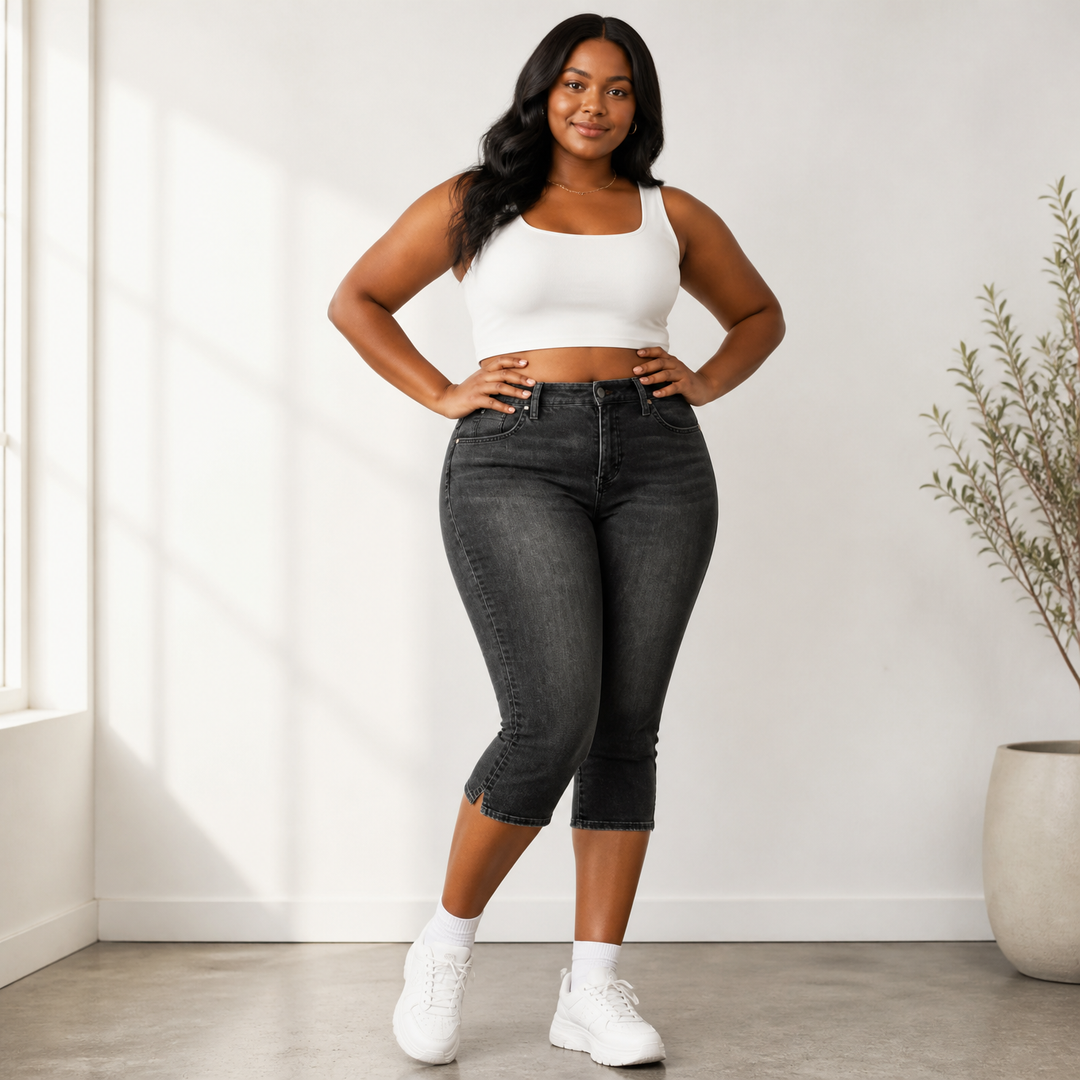 Curvella – Bekväma, wysokie denim capri