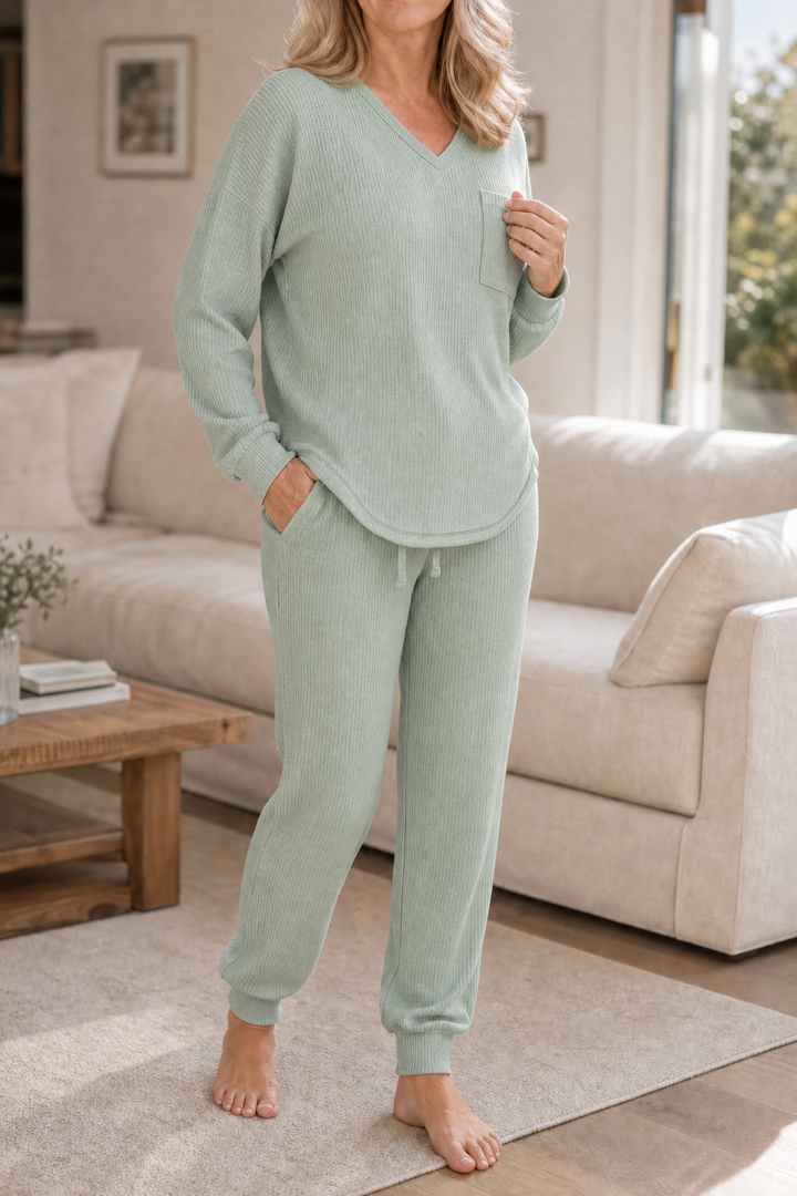 Wearbella – Set för wypoczynku z urringning w v-ringning w splot wafel