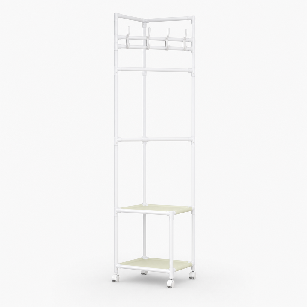 Nookstand – Ställ på ubrania oszczędzający plats z półką i hakami