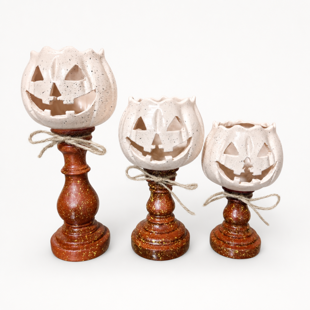 Harvestglow – Zniszczony Trio Świeczników i form av Dyni (3-pack)