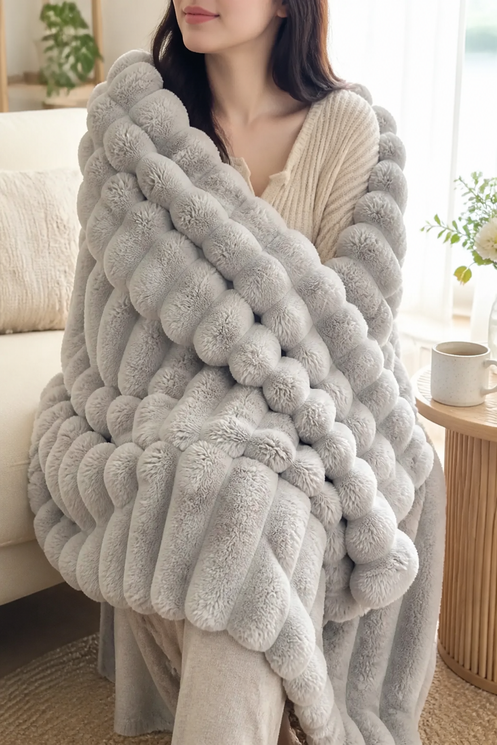 Plushwick – Dwustronny koc z króliczego pluszu w dwóch färgach