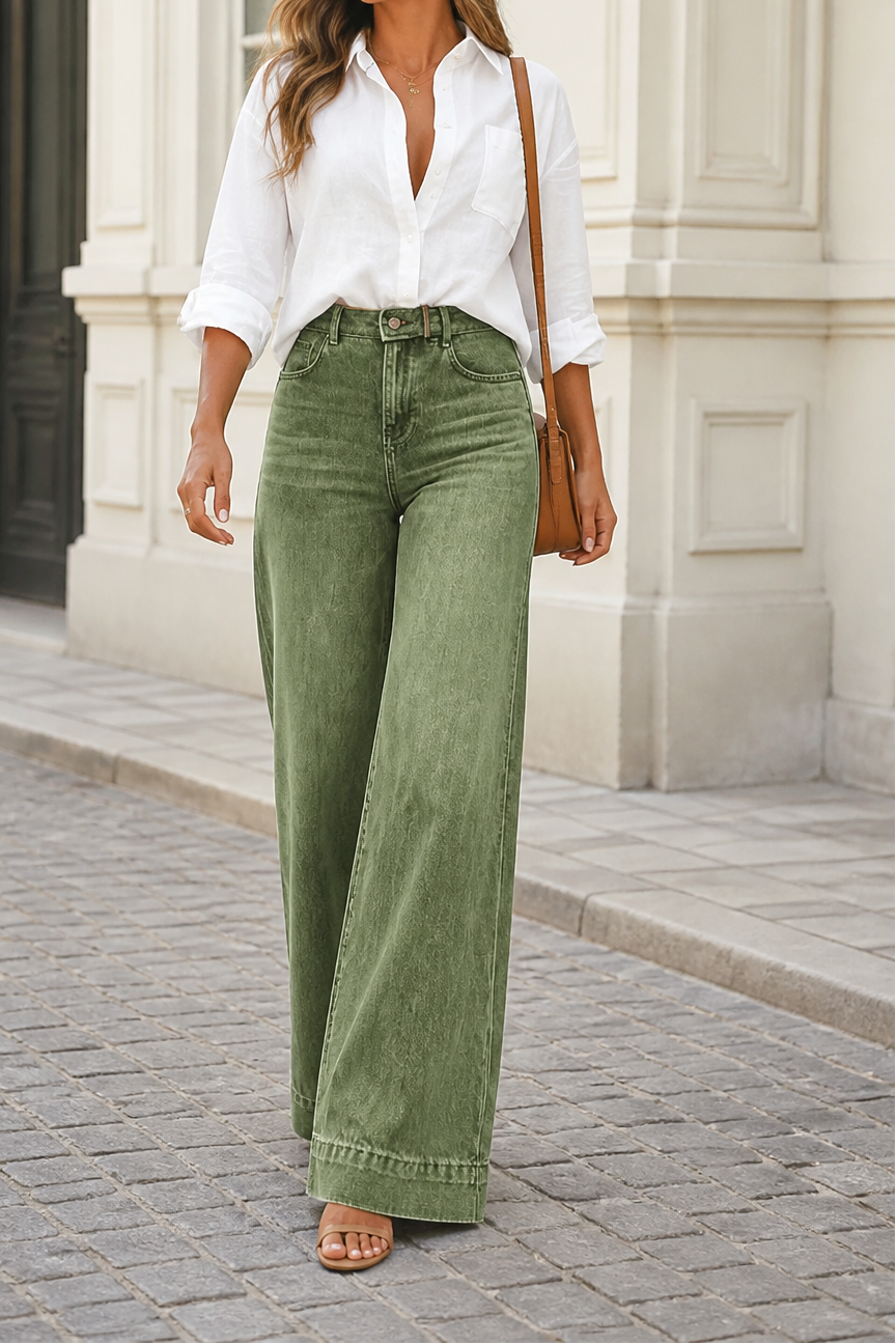 Lenglia – Jeans med hög midja i vida ben w vintage&