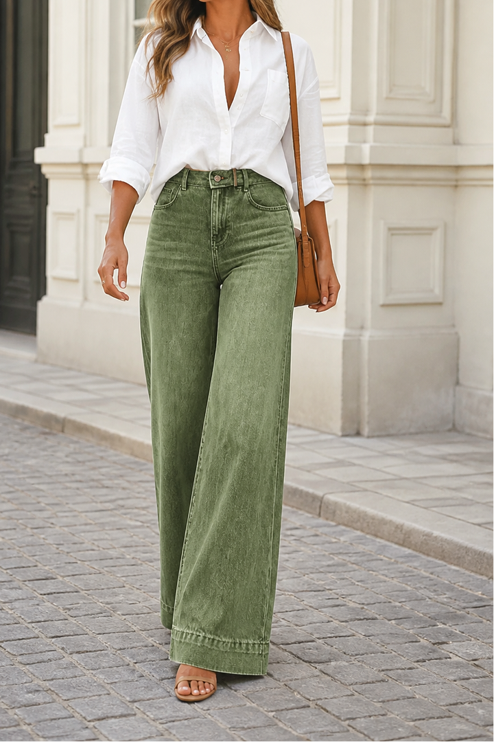 Lenglia – Jeans med hög midja i vida ben w vintage&
