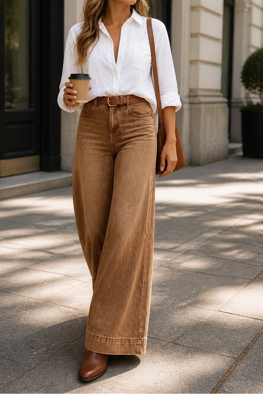 Lenglia – Jeans med hög midja i vida ben w vintage&
