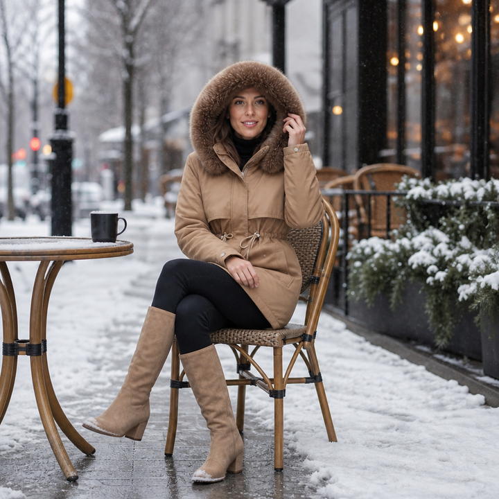 Veluxe – Quiltad parka z futrzanym finish w midja