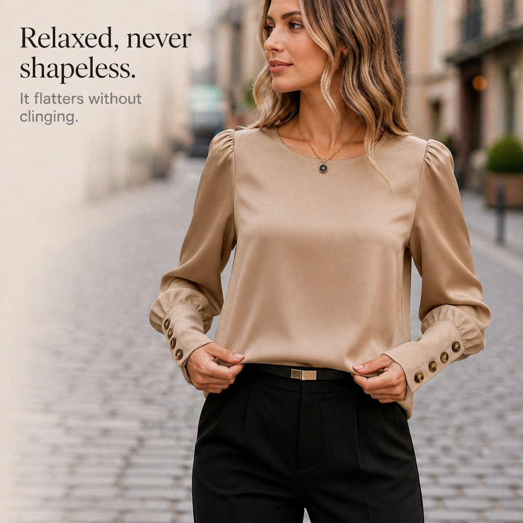 Vellara – Blus Satynowa z Bufiastymi RęKaffemi