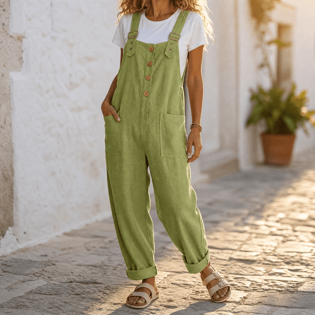 Slowlinen – Luźne ogrodniczki z knappar