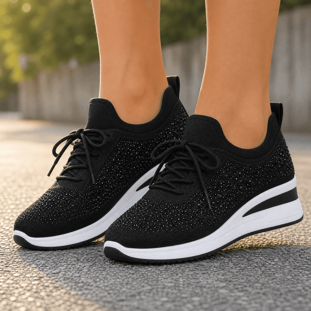 Stellara – Dam sneakers på koturnie z kryształkami