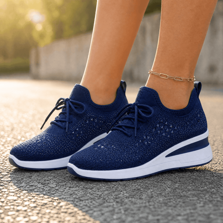 Stellara – Dam sneakers på koturnie z kryształkami