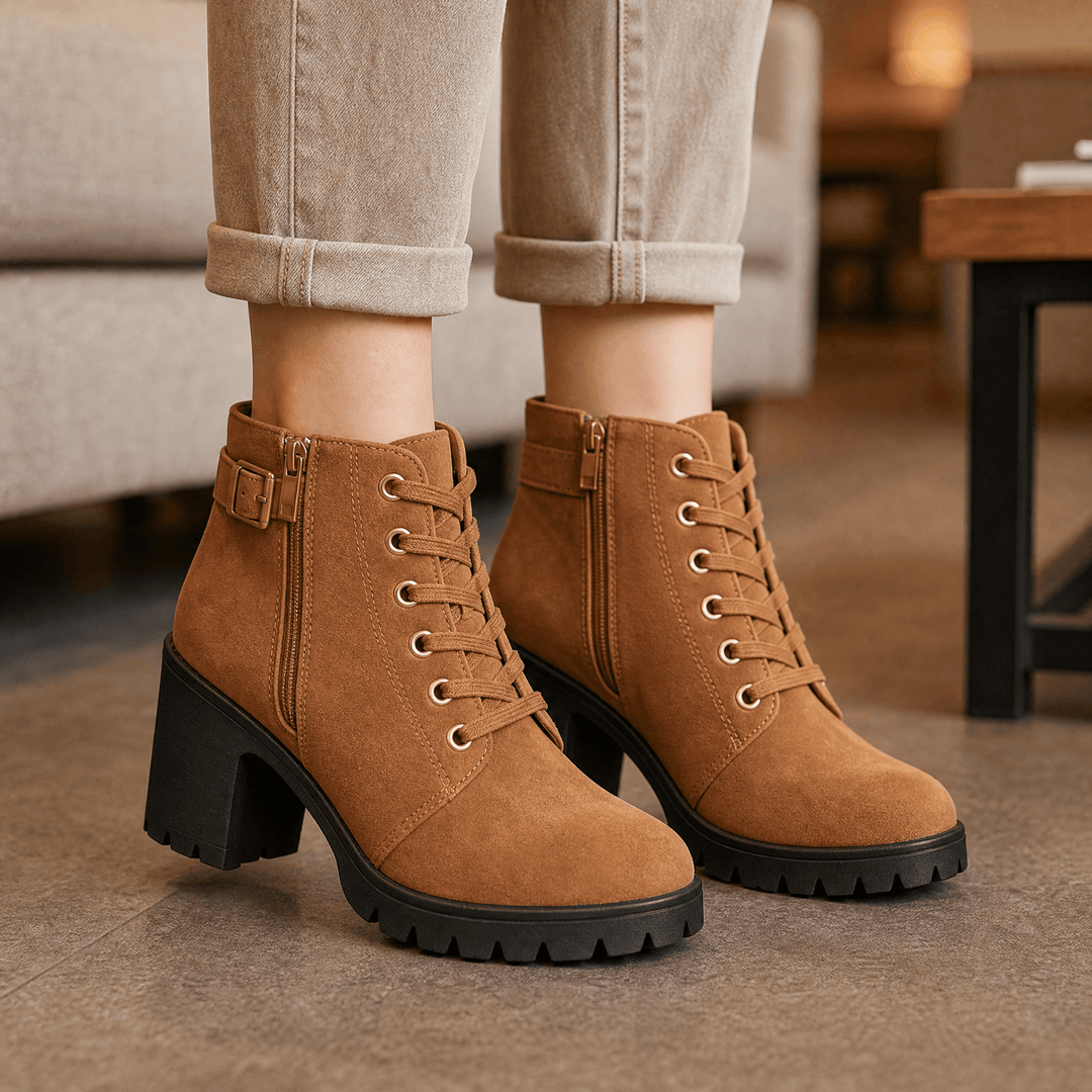 Strovia - Boots på grubym klack med foder