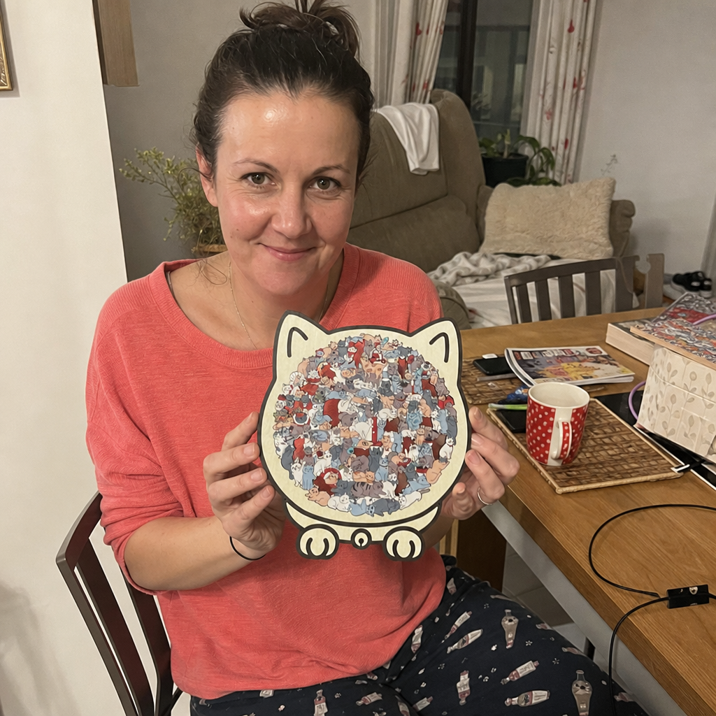 FUNNEL · Purrzzle – 135-elementowa trä fallernka i form av katt