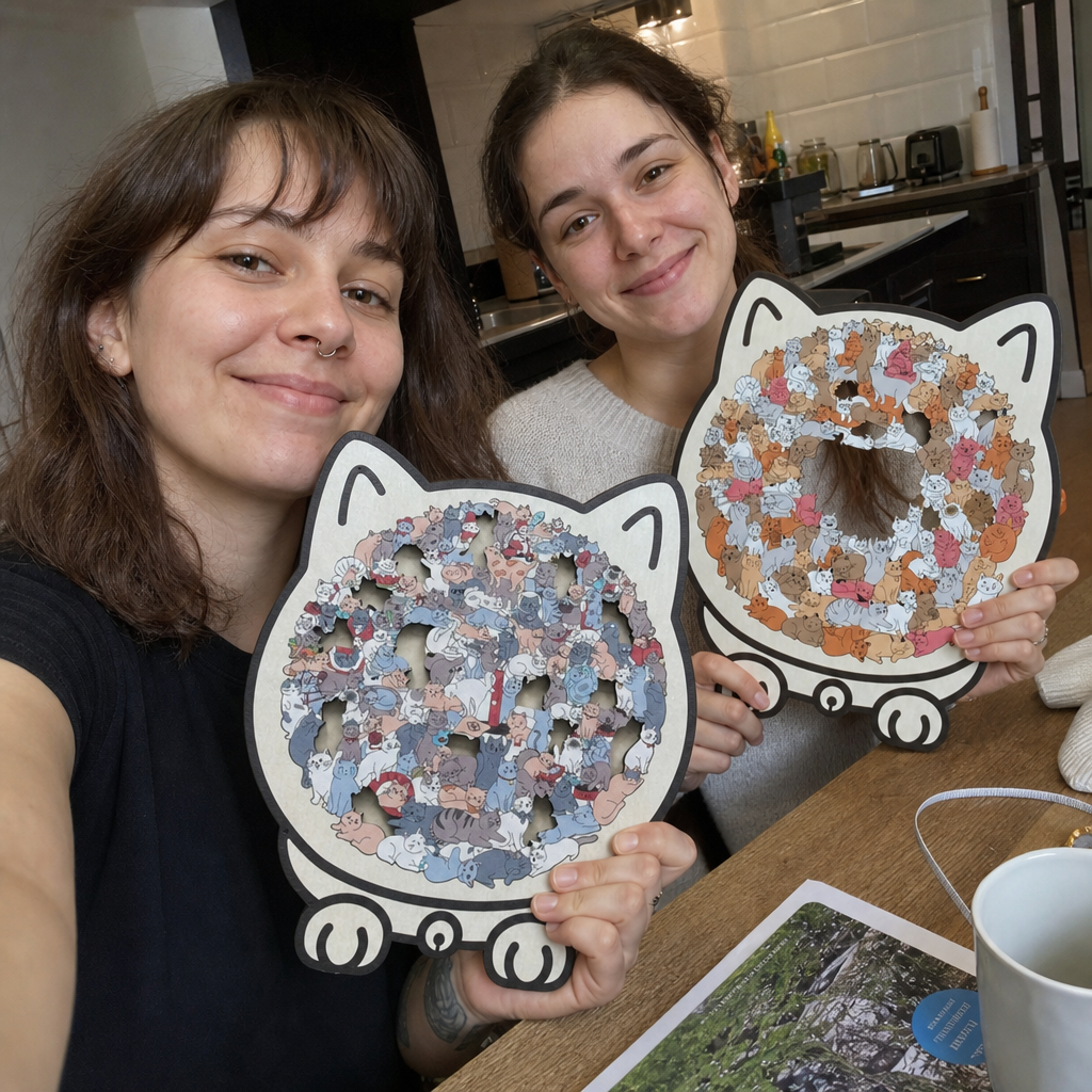FUNNEL · Purrzzle – 135-elementowa trä fallernka i form av katt