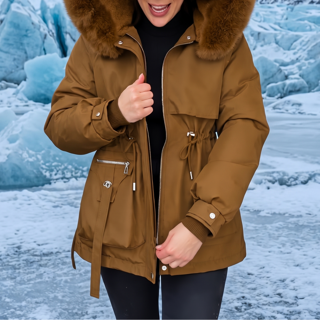 Veluxe – Quiltad parka z futrzanym finish w midja