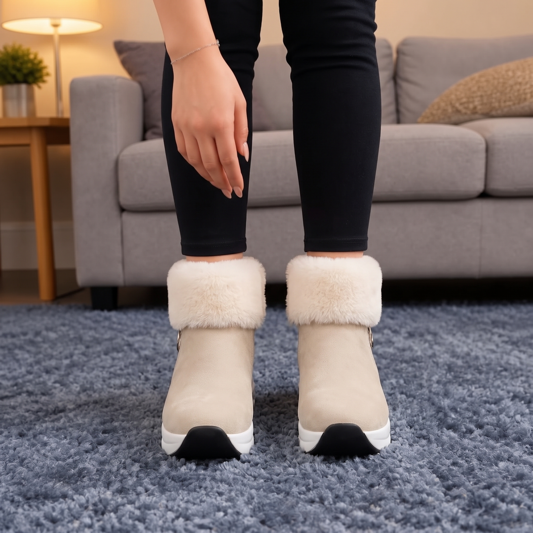 Veluna – Pluszowe boots z futrzanym mankietem