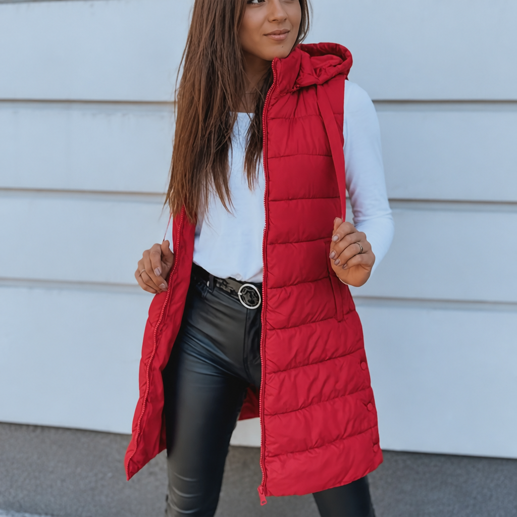 Wearbella – Lång kamizelka puchowa med dragkedja