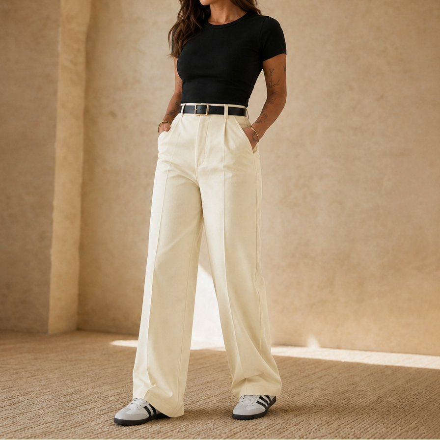 Wearbella – Byxor med hög midja i vida ben